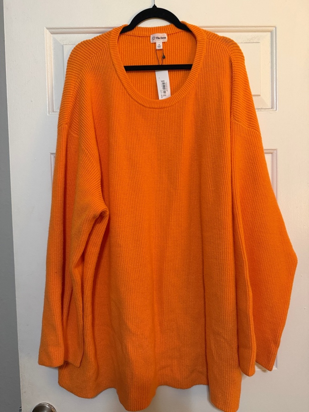 Vivid Orange Ribbed Crewneck Sweater